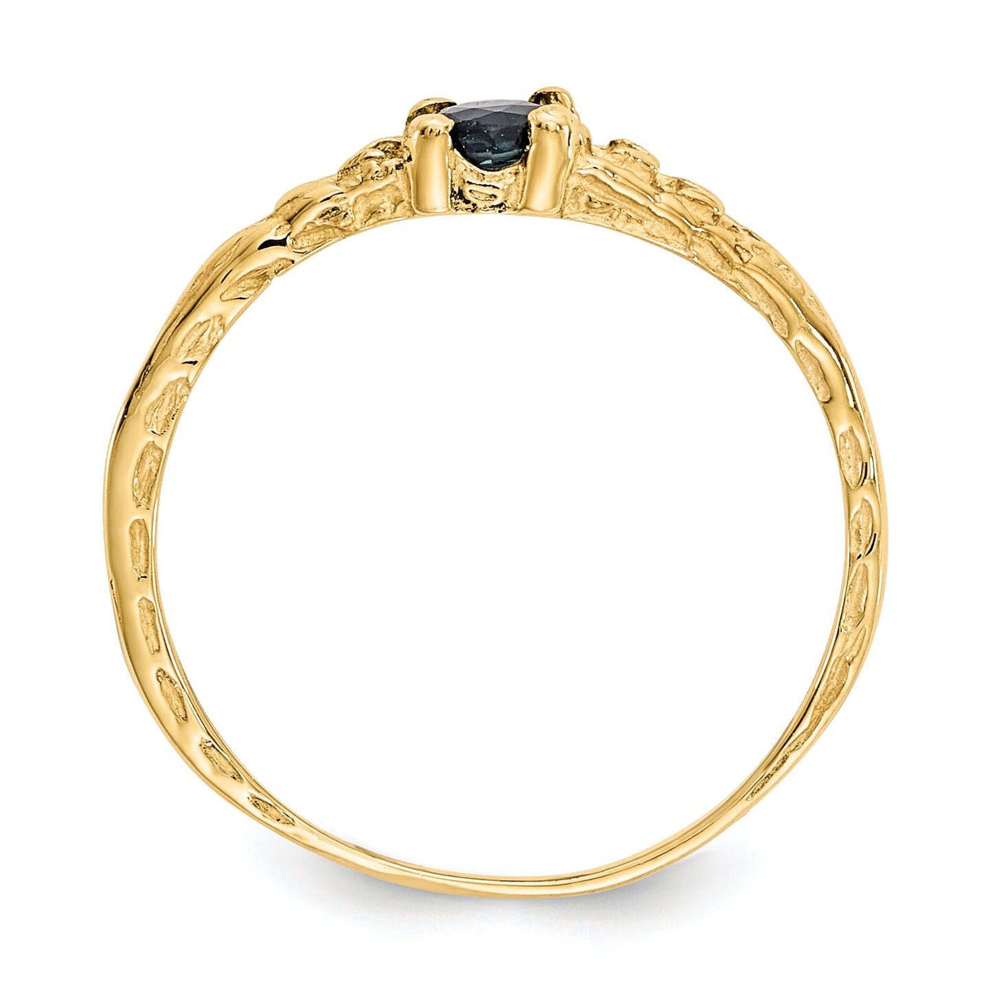 14K Gold 3mm Sapphire Birthstone Children's Ring