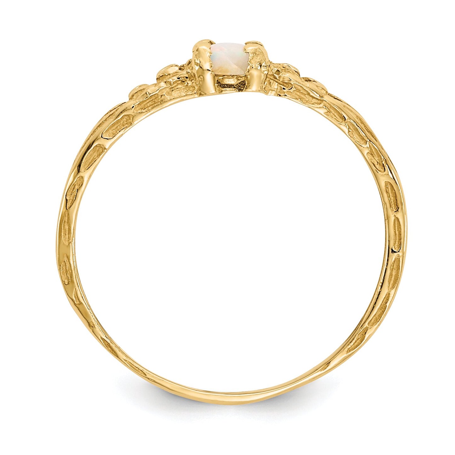 14K Gold 3mm Opal Birthstone Children's Ring