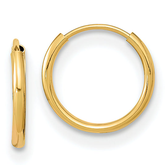 14K Gold Childrens Endless Hoop Earrings 9mm
