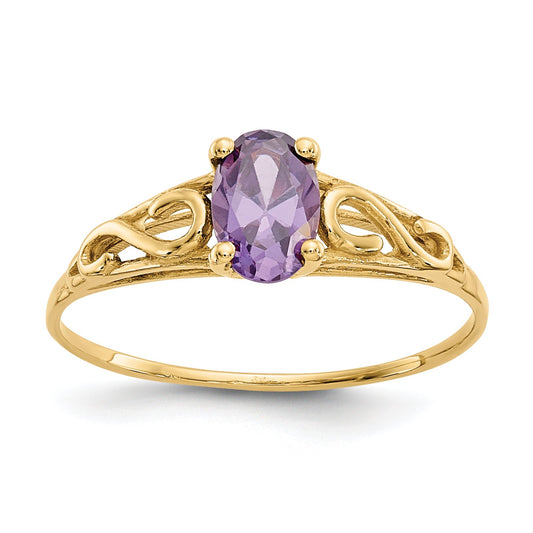 14K Gold Synthetic Amethyst Children's Birthstone Ring