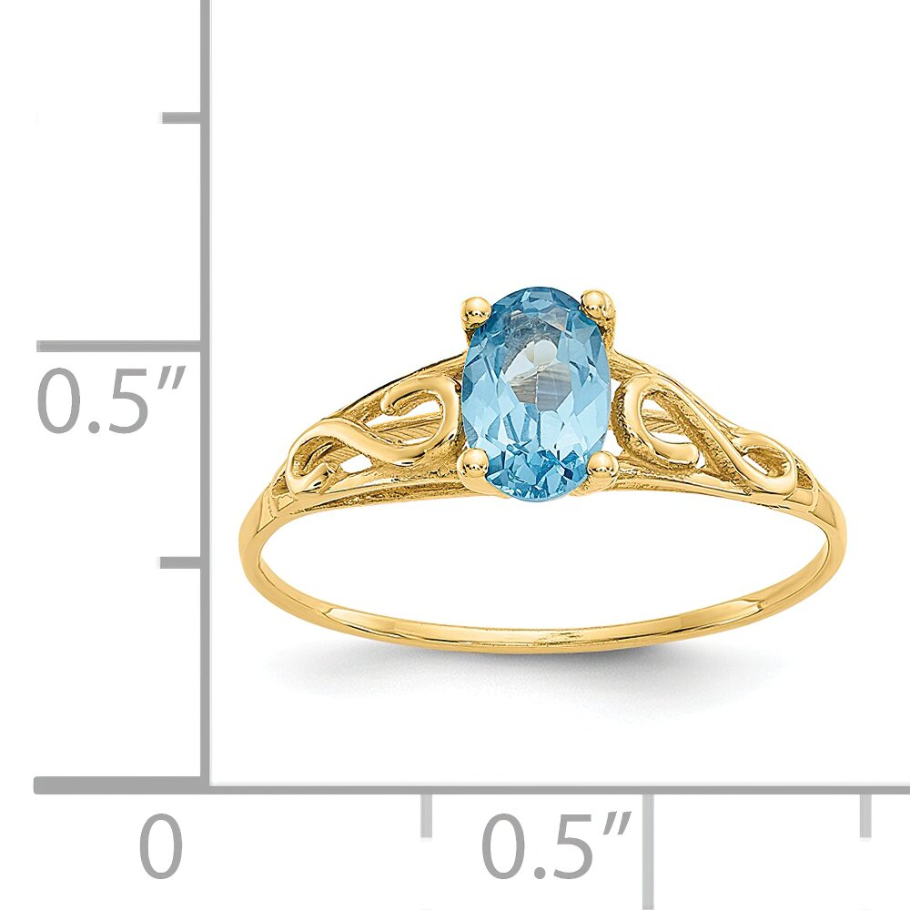 14K Gold Synthetic Blue Zircon Children's Birthstone Ring