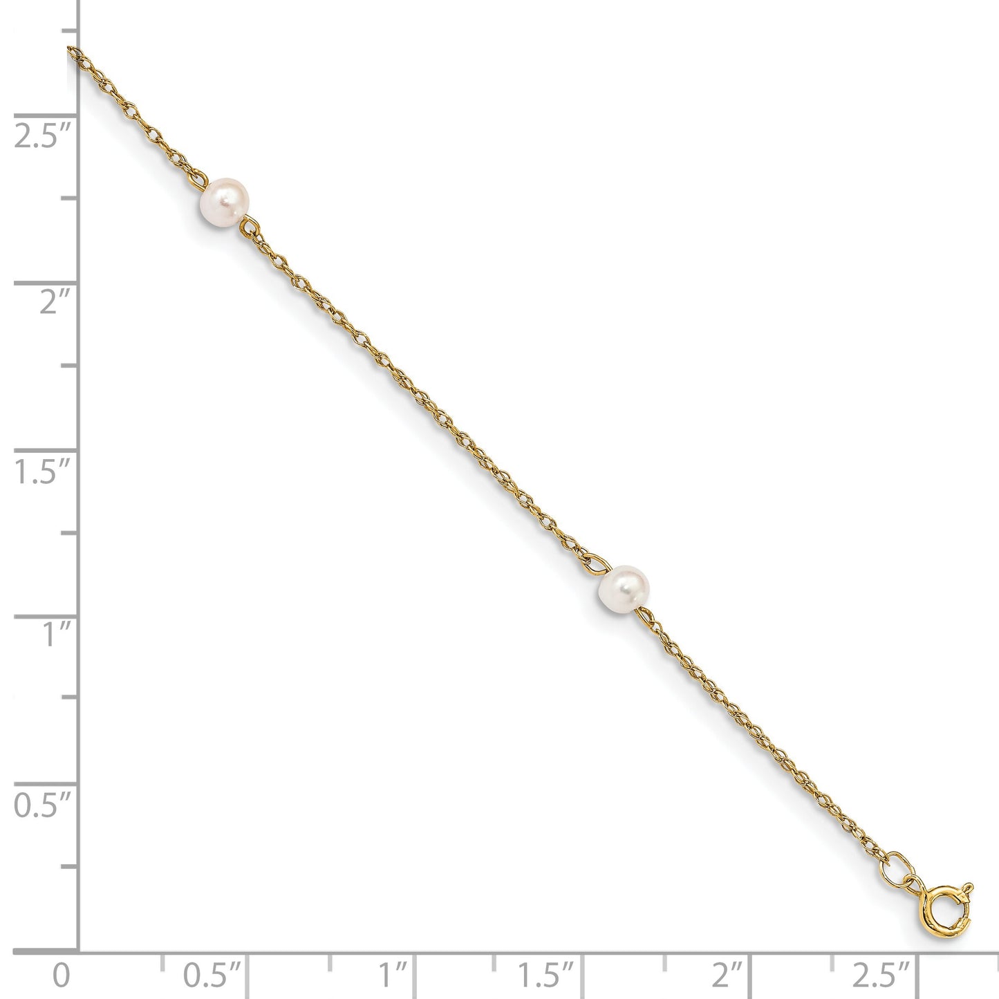 14K Gold Cultured Pearl Children's Bracelet 6"