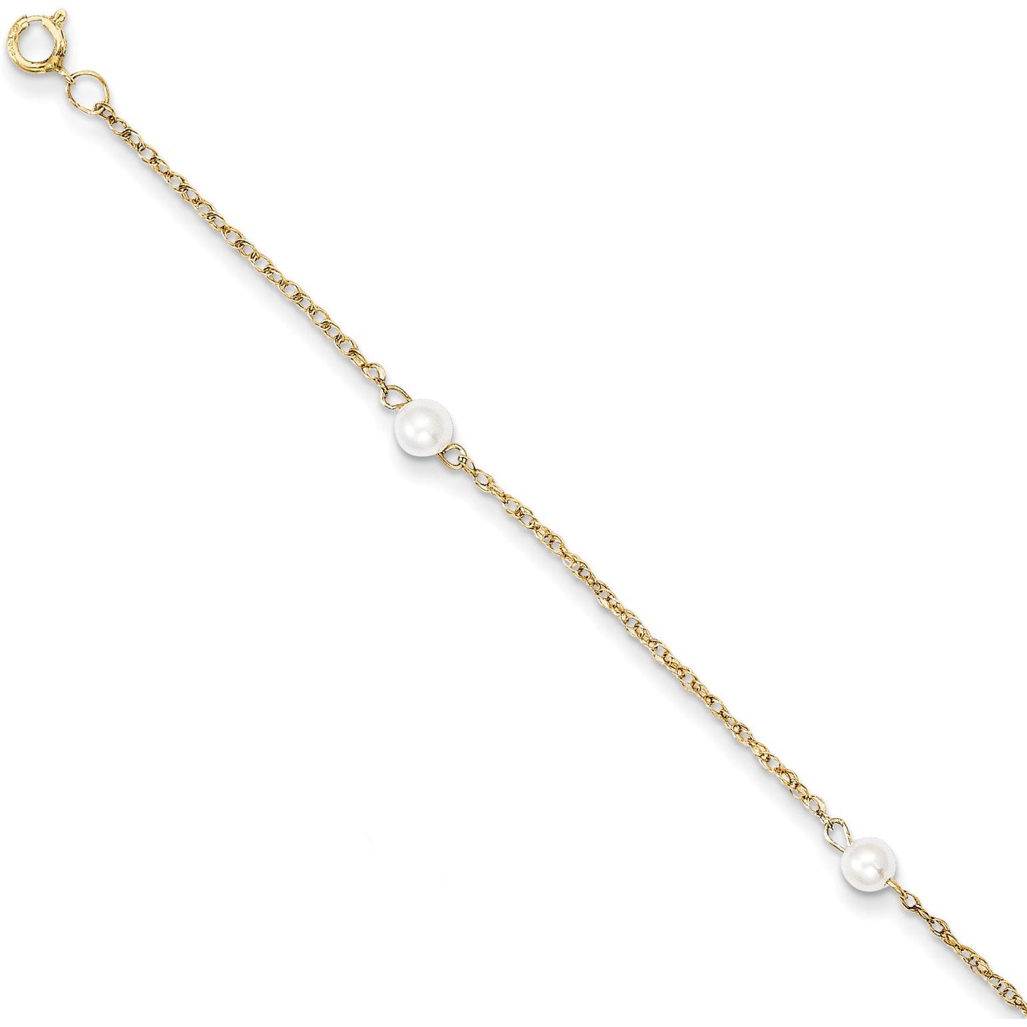 14K Gold Cultured Pearl Children's Bracelet 6"