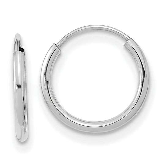 14K White Gold Endless Hoop Children's Earrings