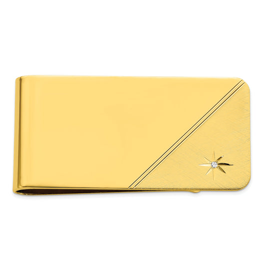 Gold Plated 0.001 cttw Diamond  Star  Money Clip