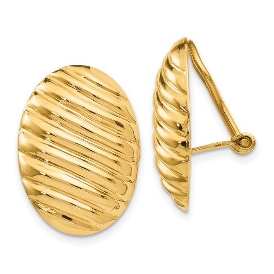 14K Gold Omega Clip On Back Earrings