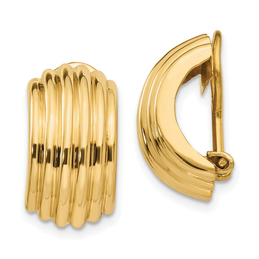 14K Gold Omega Clip On Earrings