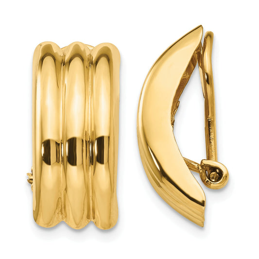 14K Gold Omega Clip On Earrings
