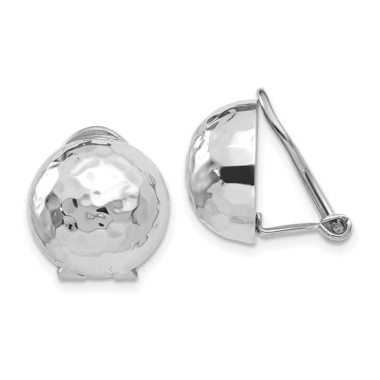 14K White Gold Hammered Clip On Earrings