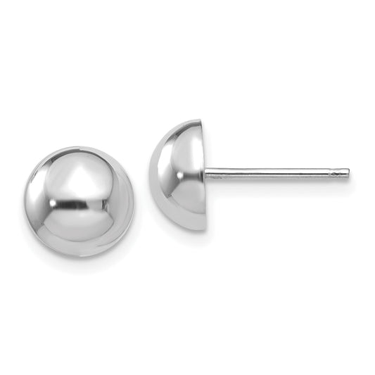 14K White Gold Half Ball Stud Earrings