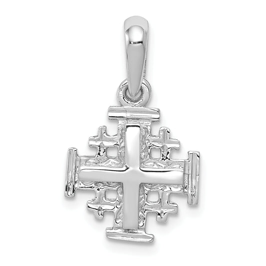 14K White Gold Jerusalem Cross Pendant