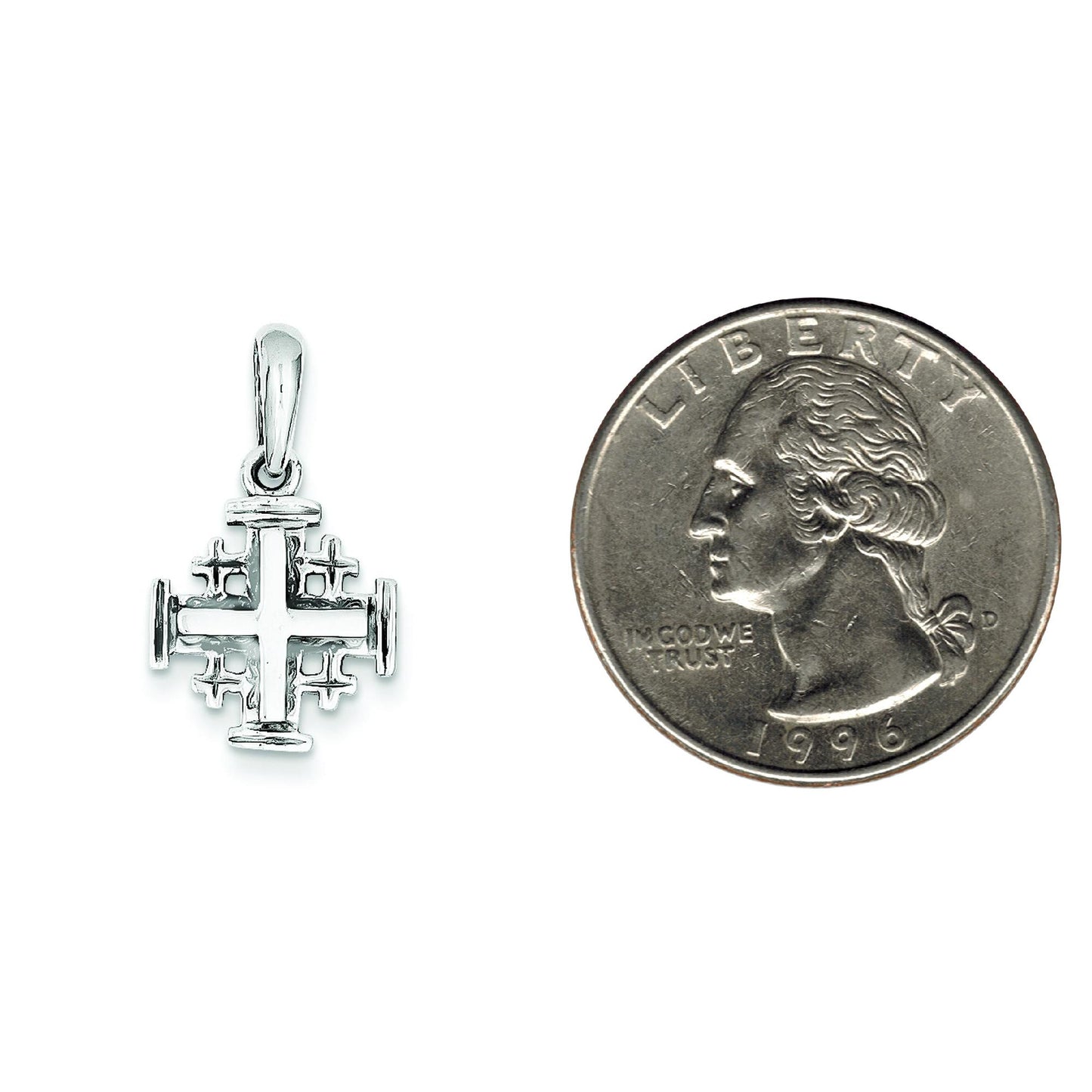 14K White Gold Jerusalem Cross Pendant