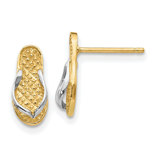 14K Two Tone Gold Flip Flop Earrings