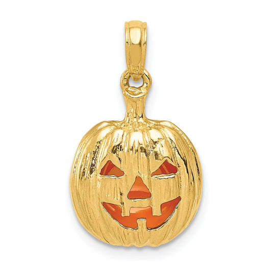 14K Gold Enameled Inside Pumpkin Pendant