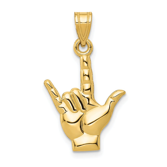 14K Gold I Love You Hand Sign Language Charm