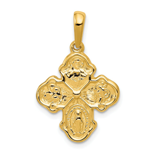 14K Gold Four Way Cross Charm