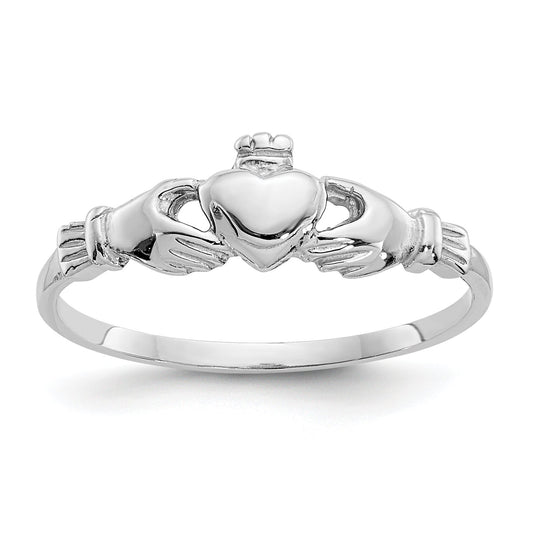 14K White Gold Claddagh Ring Sz 4