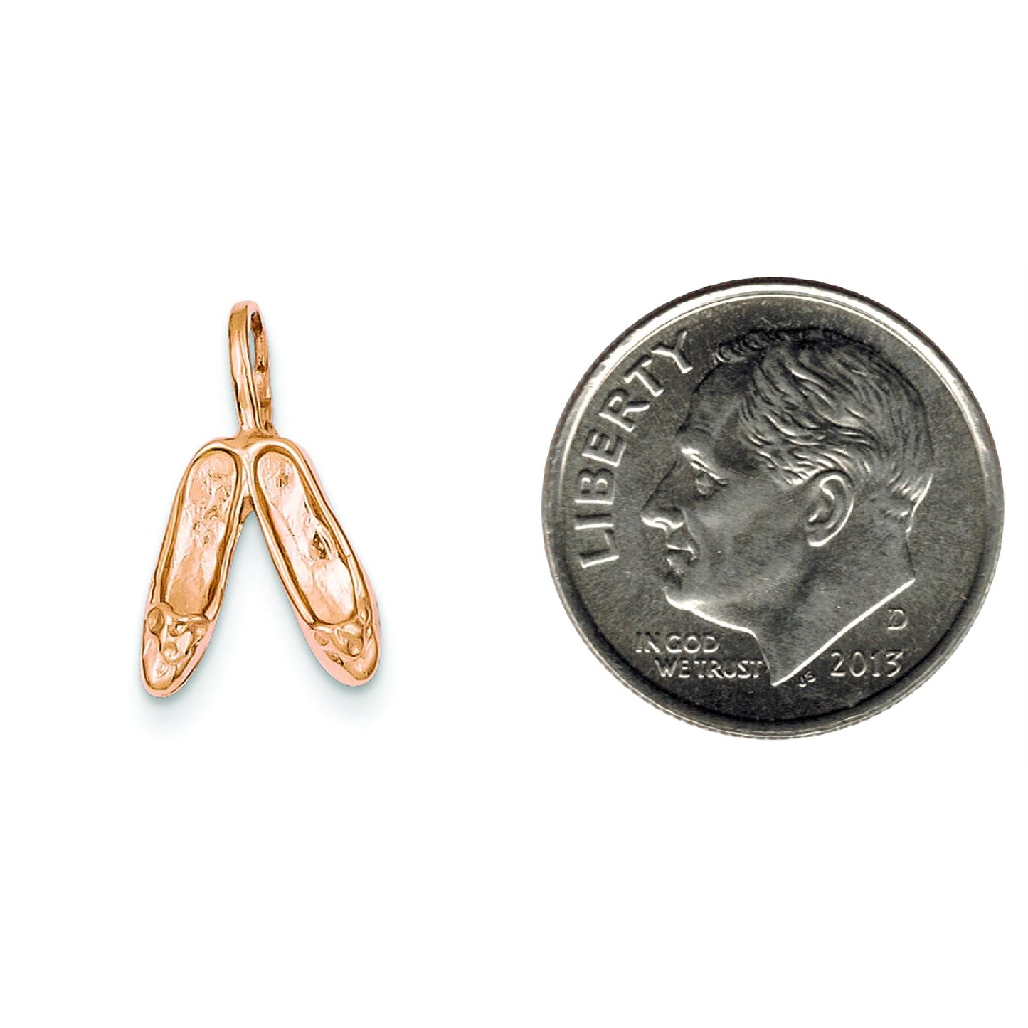 14K Rose Gold 3-D Ballet Slippers Charm