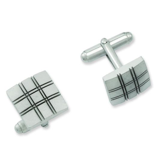 Rhodium Plated Square Cuff Links