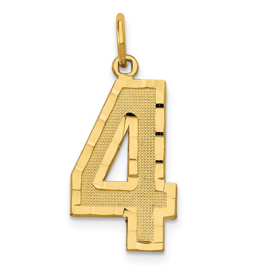 14K Gold Large Number 4 Charm