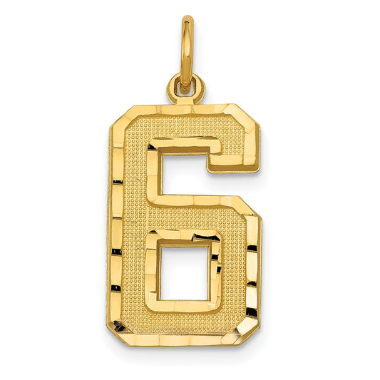 14K Gold Large Number 6 Charm