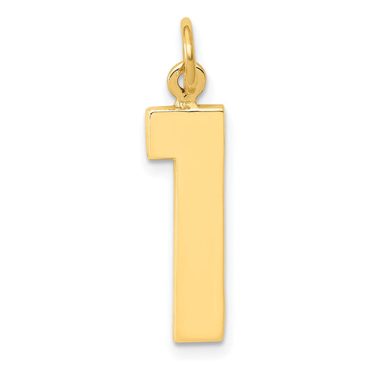 14K Gold Large Polished Number 1 Charm