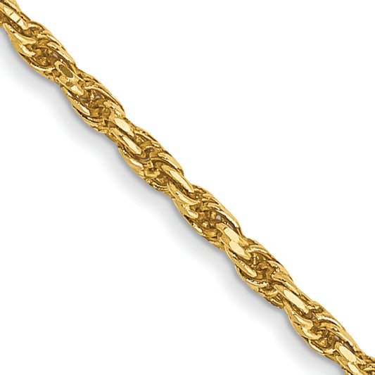 14K Gold 1.2mm Diamond Cut Rope Chain