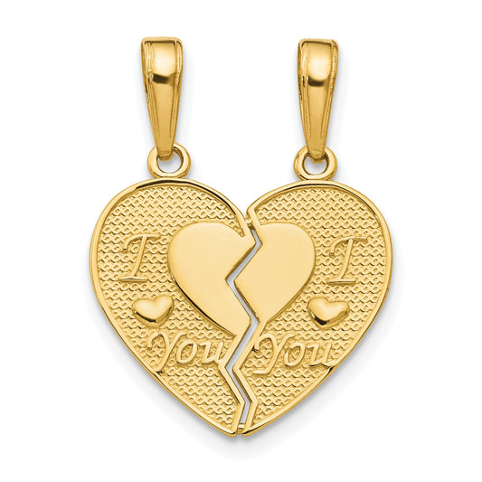 14K Gold I Love You Break Apart Heart Charm