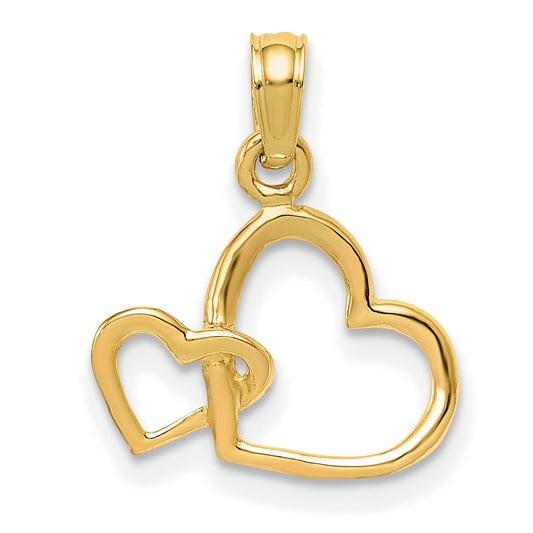 14K Gold Double Heart Charm