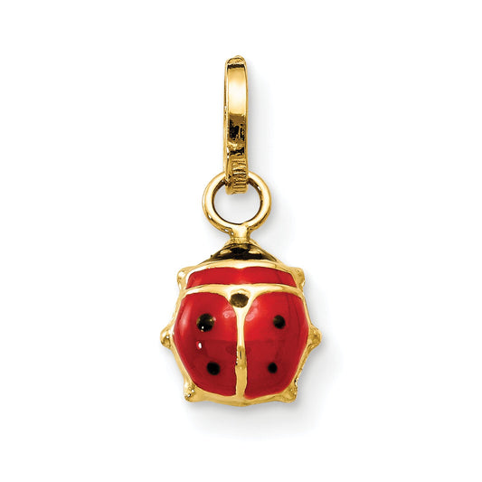 14K Gold Enameled Ladybug Charm