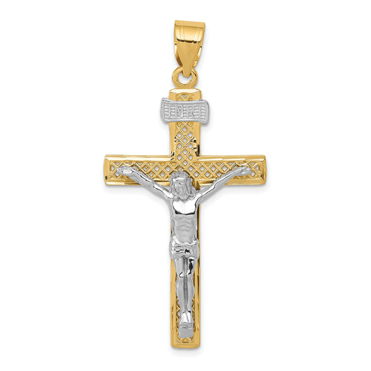 14K Two Tone Gold INRI Crucifix Pendant