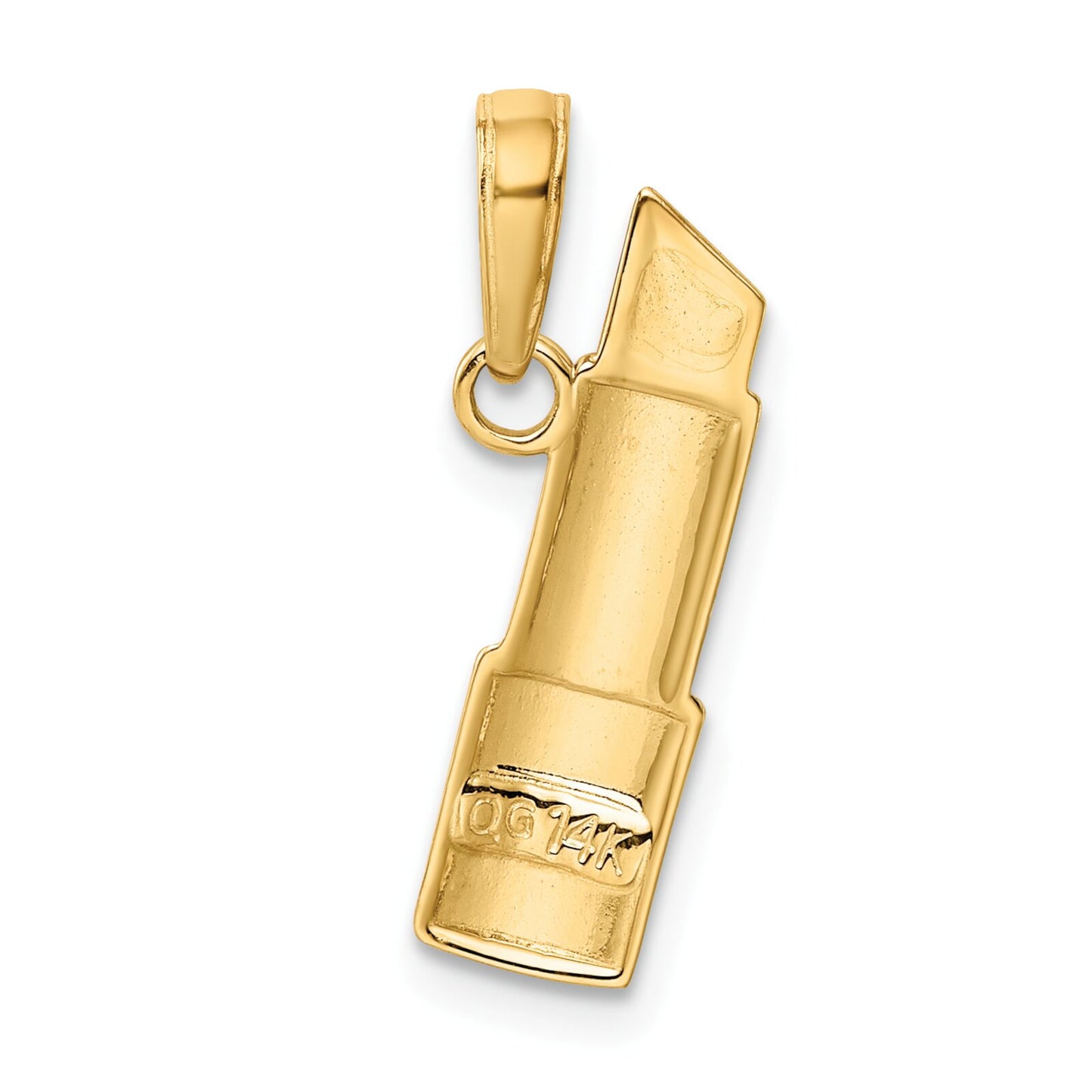 14K Gold & Rhodium Enameled Lipstick Charm