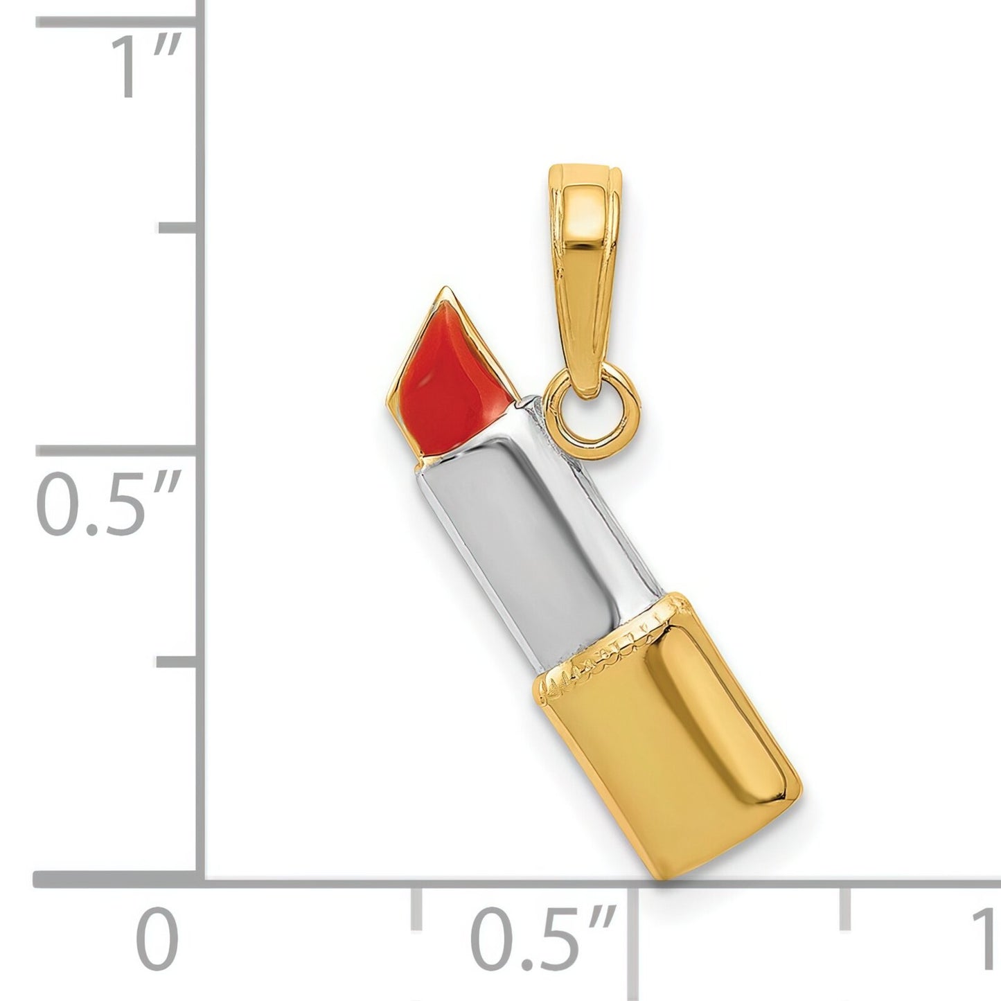 14K Gold & Rhodium Enameled Lipstick Charm