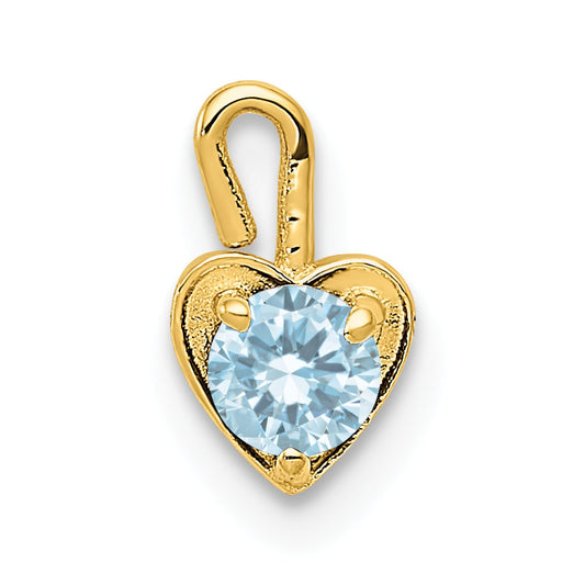 14K Gold March Birthstone Heart Charm