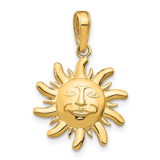 14K Gold Diamond Cut Small Sun Charm