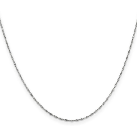 14K White Gold 1mm Singapore Chain
