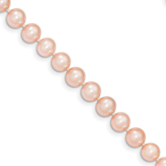 14K Gold 6mm Pink Cultured Pearl Bracelet 7.5"
