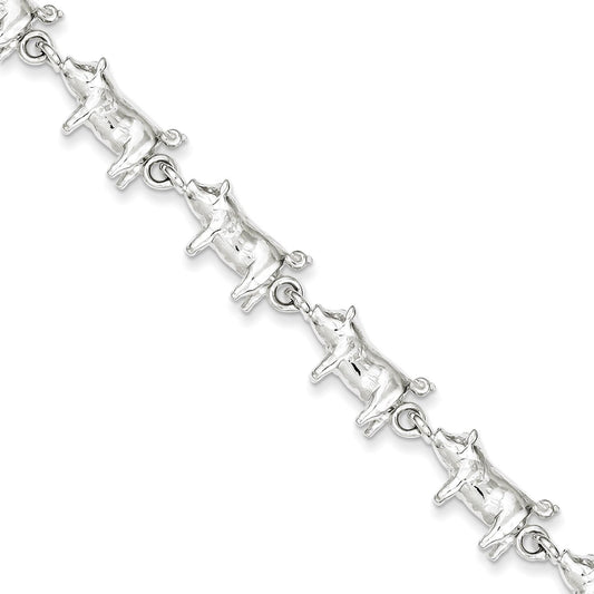 Sterling Silver  Pig  Fancy Link Bracelet 7"