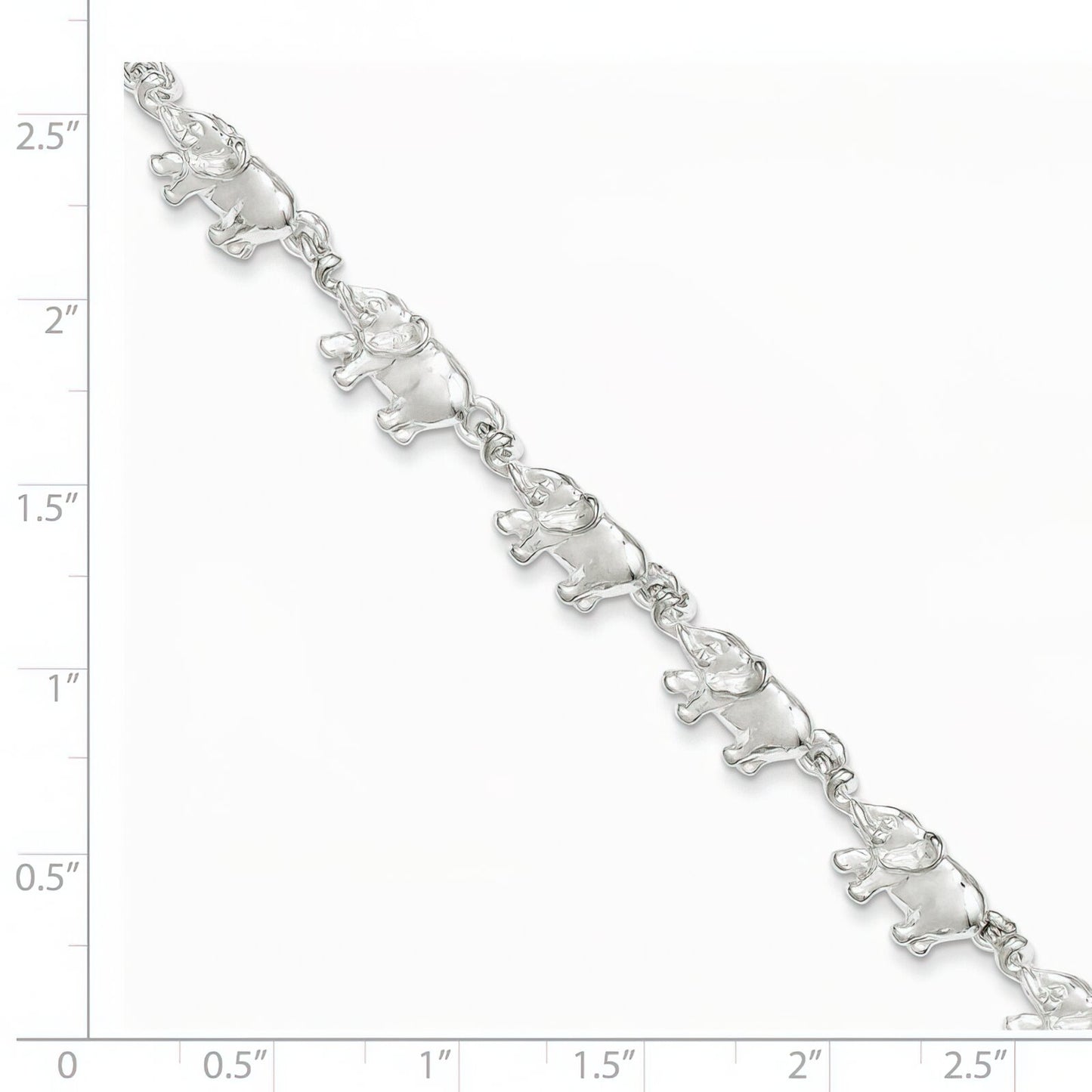 Sterling Silver Elephant Fancy Link Bracelet 7"