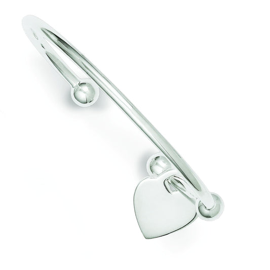 Sterling Silver Heart Bangle Bracelet