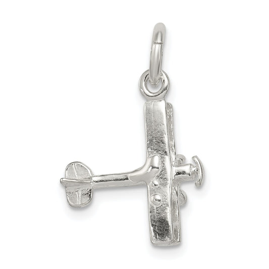Sterling Silver Biplane Charm & 18" Chain