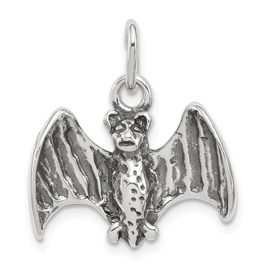 Sterling Silver Antiqued Bat Charm