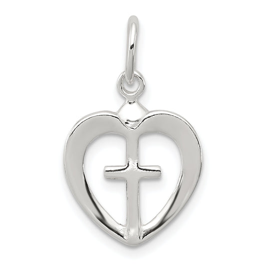 Sterling Silver Cross with Heart Charm