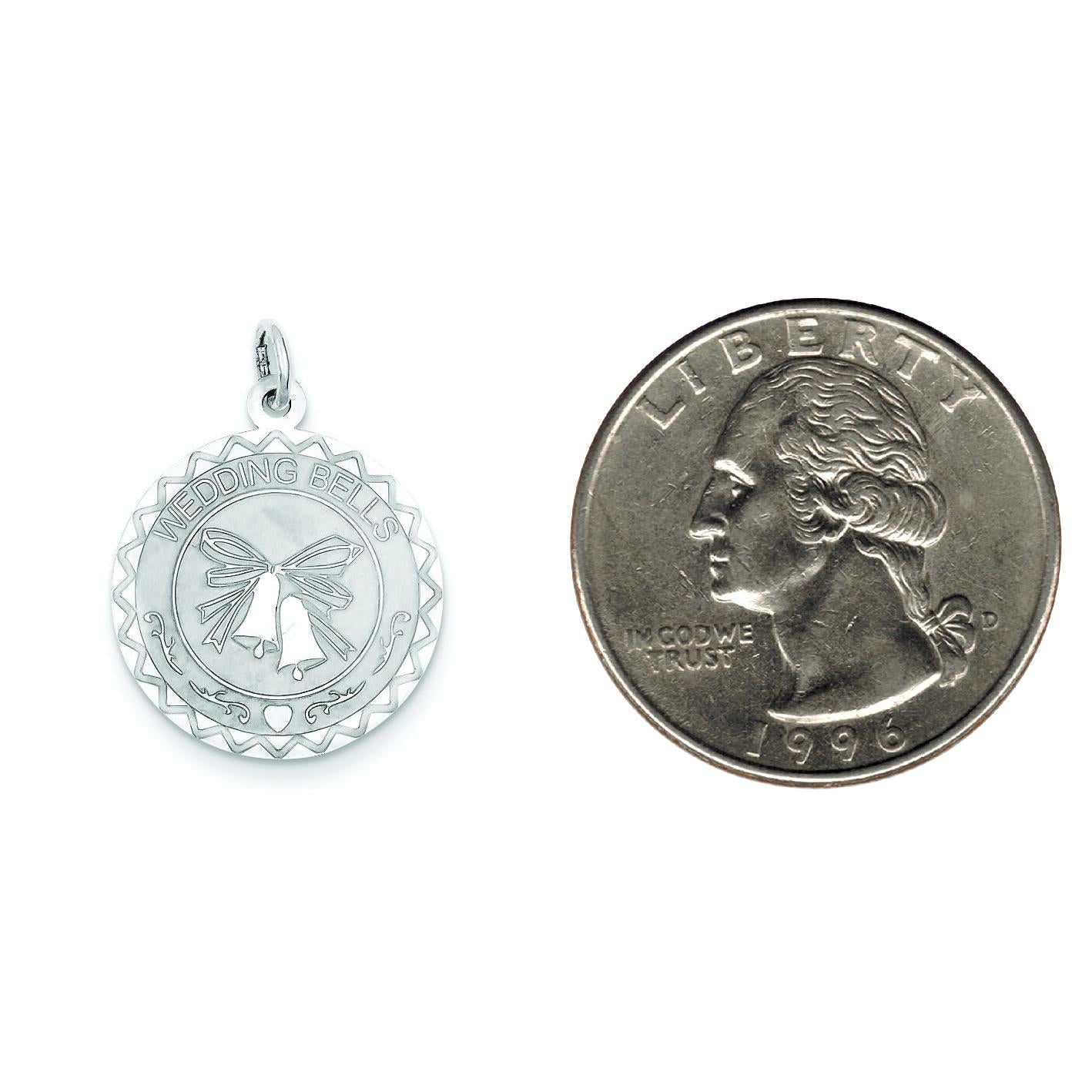 Sterling Silver Wedding Bells Disc Charm