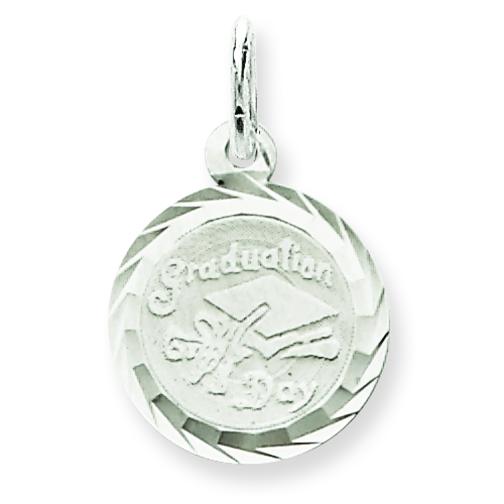 Sterling Silver Diamond Cut Graduation Day Disc Charm