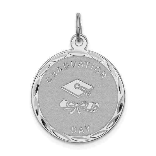 Sterling Silver Diamond Cut Graduation Day Disc Charm