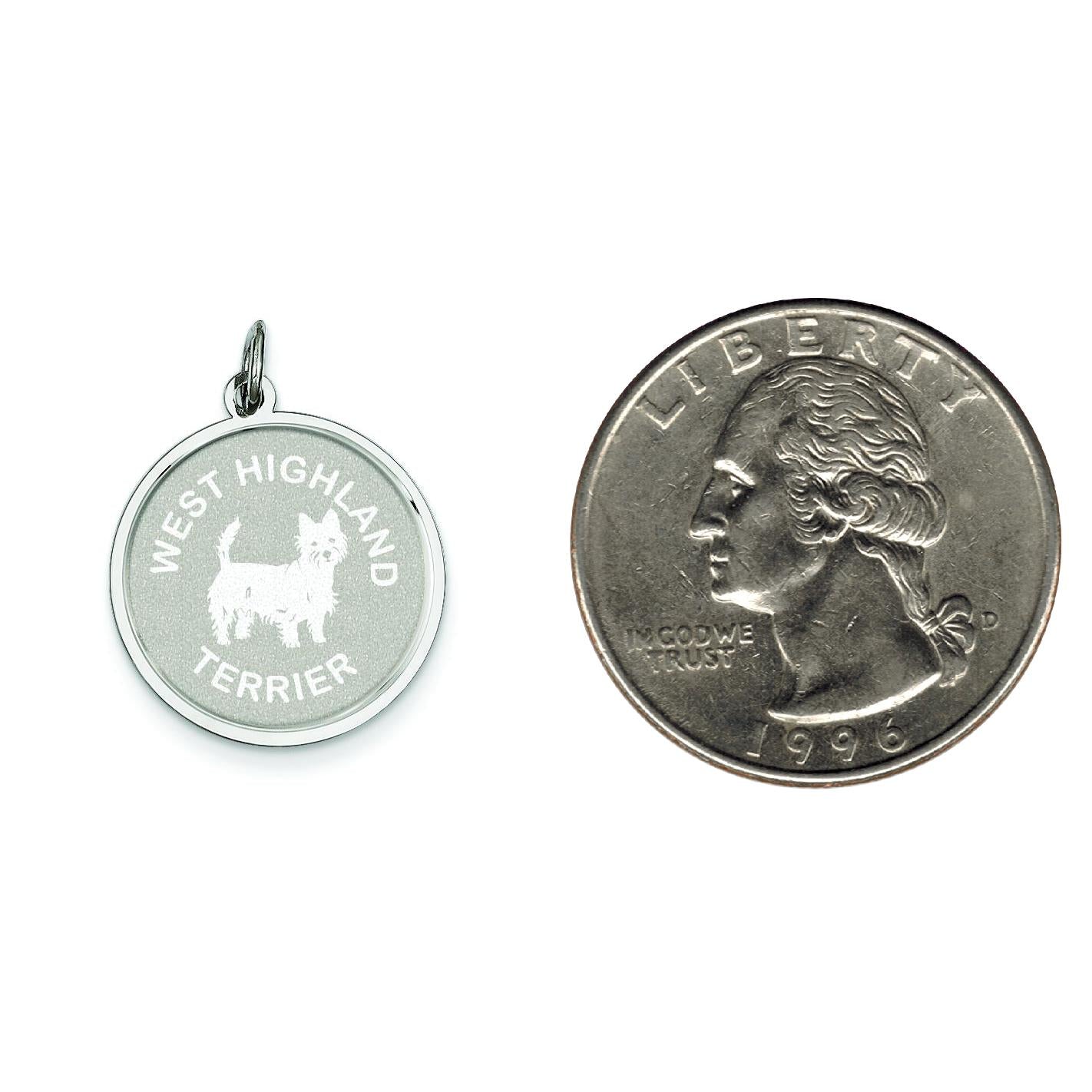Sterling Silver West Highland Terrier Disc Charm