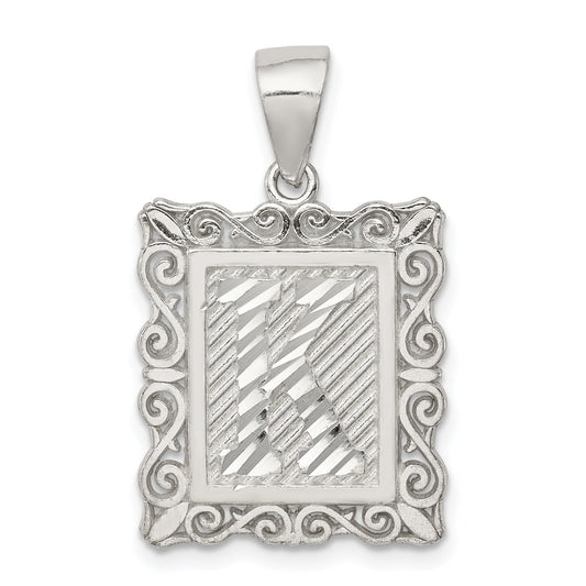 Sterling Silver Framed Initial K Charm