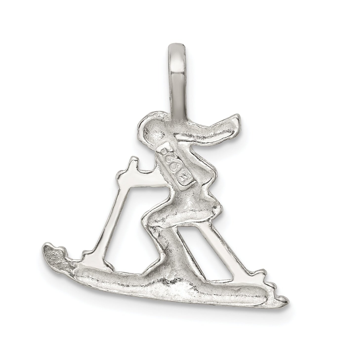 Sterling Silver Skier Pendant Charm Skiing Jewelry