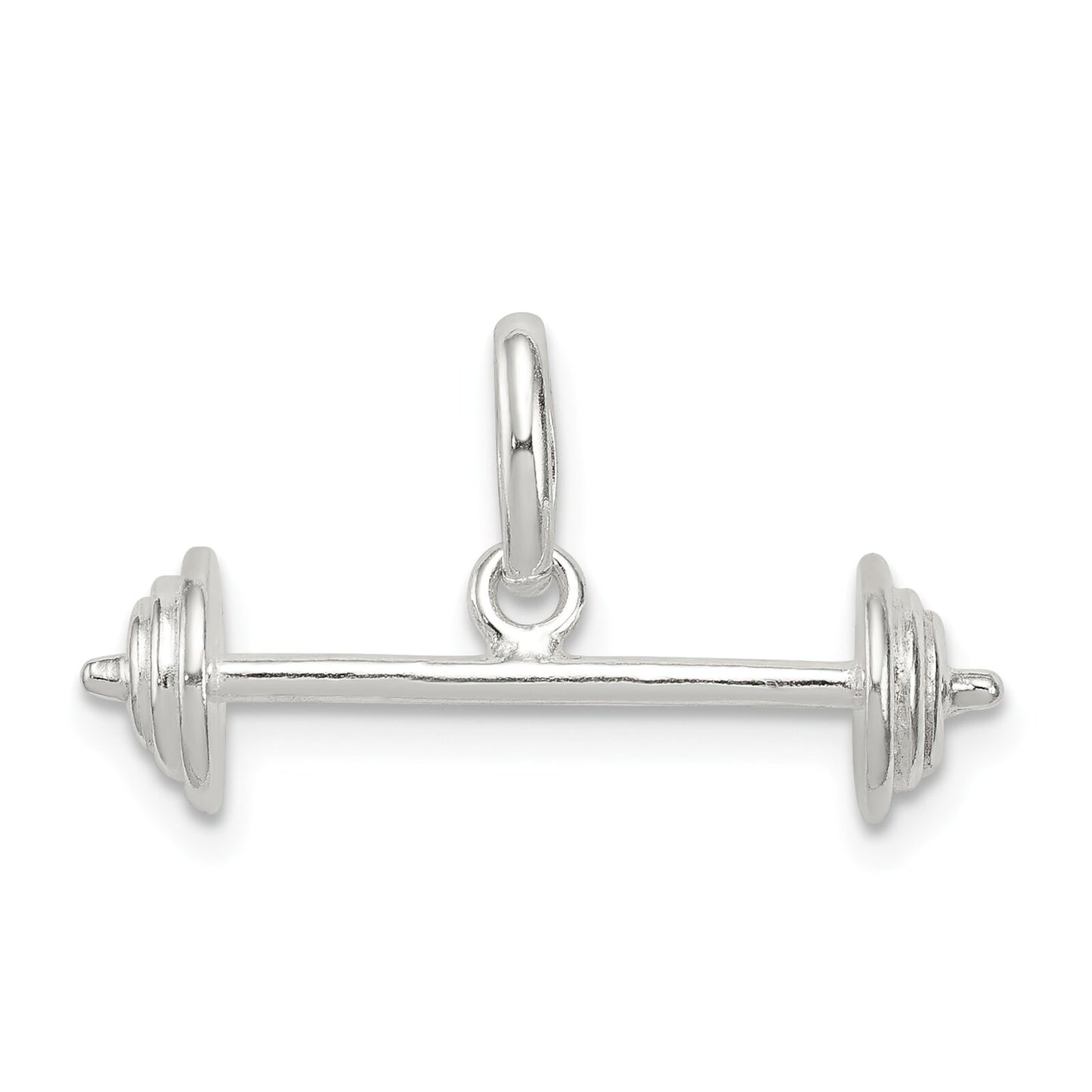Sterling Silver Barbell Charm Pendant Weightlifting